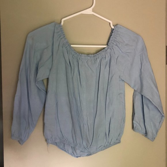 Brandy Melville Light Blue Maura Off Shoulder top - Picture 3 of 4